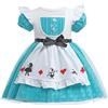 Lito Angels Vestito Costume Wonder Girl nel paese delle meravigliea con Grembiule Bianco per Bambina, Taglia 4-5 anni, Turchese