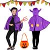 Tuofang Mantello da Strega di Halloween, Halloween Costume Strega Bambina, Mantello da Mago per Bambini con Cappello y Borsa di zucca, per Festa di Cosplay di Halloween per Ragazzo e Ragazza (Viola)