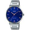 Casio MTP-VT01D-2B2 Men's Stainless Steel Minimalistic Blue Dial 3-Hand Analog Watch