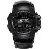 XHJL Orologio Da Polso Digitale,Orologi Tattico Militare Sportivi Di Emergenza Unisex Con Paracord/Fischietto/Accendifuoco/Raschietto/Bussola E Termometro,Attrezzatura Da Esterno 6 in 1 (Black)