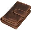 STILORD 'Tilda' Portafoglio Cuoio Donna Vintage RFID Wallet Large Portamonete per Carte de Credito Borsellino Porta-Carte con Cerniera in in Vera Pelle, Colore:marrone medio