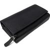 ROYALZ portafoglio vera pelle donna portamoneta grande capiente porta carte credito 18 scomparti bloccaggio protezione RFID etui lungo, Colore:Nero