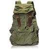 DRF Zaino da uomo o da donna in pelle d'epoca tela zaino trekking viaggio #BG04(Verde Olive)