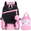 FRONET Zaino Scuola Media Superiore Ragazza Elementare, Zaini per la Scuola per Bimba Adolescenti Bambina, Zainetti per Bambini Ragazze Ragazzo Donne, Borsa per Libri/Scatola per il Pranzo/Astuccio Set