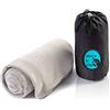 ALTERA LA VITA Coperta da viaggio in pile - calda e morbida - ben comprimibile con borsa - 150 x 130 cm - per viaggi in aereo, treno o auto, per esterni o campeggio, grigio., 150 x 130 cm - 25x15 cm,