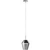 Eglo Lampada a sospensione Murmillo, 1 lampada a sospensione moderna, in acciaio cromato e vetro nero trasparente, lampada da tavolo da pranzo, lampada da soggiorno con attacco E27
