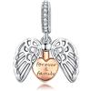 NINGAN famiglia per sempre Ciondolo a cuore in argento 925 Adatto per braccialetti collana da donna