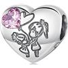 NINGAN L'amore tra sorelle Ciondolo a forma di cuore in argento sterling 925 Perline per bracciali da donna