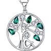YL Collana Albero della Vita Argento 925 con Maggio Pietra portafortuna Zirconia cubica Verde Ciondolo per Donna,45+3 CM