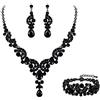 EVER FAITH Collana e Bracciale e Anello, Rhinestone Cristallo Nuziale Art Deco Floreale Onda Goccia Collana Orecchini Braccialetto Set di Gioielli