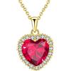 VONSSY Collana con pietre preziose di Birthstone rosso rubino Collana con ciondolo in cristallo a forma di cuore Ciondolo con smeraldo arco ovale rettangolare
