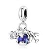 NINGAN Pendente in argento 925 Viaggi globali Aereo, macchina fotografica, ciondolo valigia Adatto per braccialetti da donna