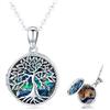 Friggem Collana con Ciondolo Portafoto Medaglione in Argento Sterling 925, Collana Personalizzata Foto, Ciondolo Albero della Vita di Conchiglie Abalone, Gioielli per Donne, Ragazze, Mamma