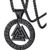 FaithHeart Valknut Collana Vichinga Ciondolo Runico Traforato Misteriose Norrena Rune Vichinghe Collana Uomo Acciaio Rune Cultura Vichinga in Argento Nero Oro Regalo
