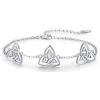 KINGWHYTE Braccialetto celtico in argento sterling con nodo celtico, regolabile, gioielli da donna da 7+5 cm, 7 inches, Argento sterling