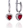 Namana Orecchini Pendenti a Cuore Rosso in Argento 925, Eleganti Orecchini a Cuore per Donna e Ragazza, Orecchini Rossi Donna