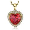 JewelryPalace 4ct Collana Cuore Donna Argento 925 con Creato Rubino Rosso, Collana Dorata Ciondolo Pietra a Taglio Cuore in Oro con Catena 45cm, Collane Pendenti Lunghe Set Gioielli Donna