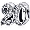 MariaFonte Charm New 2025 Compatibile Tutte Marche 20 Anni Compleanno Anniversario Ciondoli Originale Argento Mamma Bead Portafortuna Cuore Natale