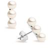 Secret & You Orecchini di perle coltivate d'acqua dolce 5-6 mm Button SECRET & YOU- Argento 925 placcato in rodio - Orecchini con tre perle