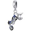 NINGAN Pendente moto in argento 925 Smalto a goccia Delizioso ciondolo bracciale da donna un regalo di compleanno