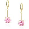 VONSSY Orecchini pendenti con pietre preziose| Eleganti orecchini pendenti in cristallo Leverback placcato oro/platino 18 carati | Regalo di gioielli vintage per moglie madre figlia (Oro-Rosa)
