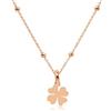 WANDA PLATA Collana Girocollo Ciondolo Quadrifoglio da Donna Argento 925 Placcato in Oro Rosa, Trifoglio con Quattro Foglie, Buona Fortuna