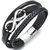COOLSTEELANDBEYOND Uomo Elastico Regolabile Bracciale con Annata Colore Oro Testa di Leone, Braccialetto Polsino, Acciaio Cavo Intrecciato