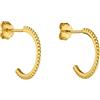 Purelei Olani - Orecchini a cerchio (oro, argento, oro rosa), da donna, in acciaio inox, resistente all'acqua, diametro 1,4 cm, Durchmesser 1,4 cm, Argento sterling