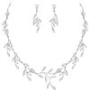 EVER FAITH Gioielli da Sposa per Le Donne Damigella d'Onore, Sparkly Zirconia cubica Pera Birthstone Foglia Collana Orecchini Set per Prom Trasparente Argento-Fondo