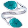 mantraroma Anello in argento 925 con pietra turchese, misura regolabile, vero argento sterling da donna, regalo