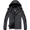 GEMYSE Uomo Giacca da Sci impermeabile montagna Giacche Pile invernale antivento Cappotto con Cappuccio (Nero Grigio 06,M)