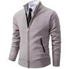 Shuanghao Uomo Cardigan Giacca Maglione Uomo Moda Felpa Elegante con Zip Foderato Pile Pesante Primaverile Autunno Invernale Outwear Cappottino Giacca Maglia Cardigan Uomo Grigio L (Stand Collar)