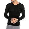 RED BRIDGE Felpa Lavorata a Maglia da Uomo Maglioncino in Cotone Slim Fit Up And Down Nero XL