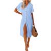 UMIPUBO Copricostume Donna Mare Bikini Cover Up Lungo Costume da Bagno Coprire Kaftano Mare in Cotone con Bottoni Vestito Spiaggia Copri Costume da Spiaggia Casual Estivo Beachwear (Marrone, XL)