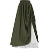SCARLET DARKNESS Gonna rinascimentale da donna con balze in pizzo, a vita alta, linea ad A, maxi gonna, verde militare, M