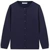CUNYI Ragazze Girocollo Cardigan Leggero Button-up Cotone Maglia Maglione con Bottoni Scuola Uniforme per Ragazza, Blu Marino 120