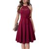 HOMEYEE Vestito da Cocktail in Pizzo Ricamato con Spalle Scoperte Vintage Anni '50 da Donna A283 (S, Borgogna)