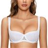 DOBREVA Donna Reggiseno Balconcino Push Up Imbottito con Ferretto in Pizzo Taglie Forti Beige 5H