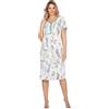e.Femme® Camicia da notte da donna a maniche corte Monika 1082 in 100% cotone, Fiori/Verde, 44