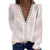 ABINGOO Blusa Magliette Donna Camicia a Manica Corto Eleganti Scollo a V Pizzo Bluse T Shirt Tops(X-Bianco,L)