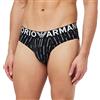 Emporio Armani Men's all Over Vertical Logo Brief Slip, Vert.EA Black/White, M Uomini