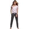 S& SENSIS Pigiama Donna Lungo in Cotone, Rosa/Blu Fenicotteri, XL