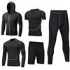 HZQIFEI Uomo 5 Pezzi Completi Sportivi Abbigliamento Set Giacca con Cappuccio Manica Corta/Lunga Camicie a Compressione Pantaloni a Compressione Pantaloncini (Style#3, XL)