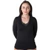 New Day intimo eccezionale Made in Italy- 3 Maglie Intime per Donna Manica Lunga con Pizzo macramé o Bordo Raso in Caldo Cotone (Pizzo/Nero,L)
