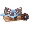 BEFORBIO Papillon in legno fatto a mano, chic e di tendenza, accessorio alla moda o idea regalo Facilmente regolabile Bleu 02 Taglia Unica