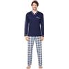 e.VIP Paul L 754 - Pigiama uomo in cotone, marine/grigio, XL