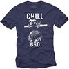 MAKAYA Maglietta Chill Bro - T-Shirt Swag Uomo Bradipo Blu S