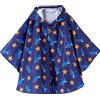 QIKADO Poncho Antipioggia Bambino, Poncho Pioggia Bambina con Cappuccio e Bottoni Portatile stelle e balene/XL/8-12anni