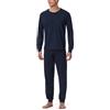 Schiesser Pigiama Lungo con Polsini - Nightwear Set, Blu Scuro_182196, 54