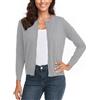 CUNYI Cardigan Donna Maglia con Bottoni Girocollo Classico Manica Lunga Giacca Cappotto Elegante, Grigio Chiaro M